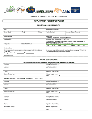 Genesco Employment Application Form