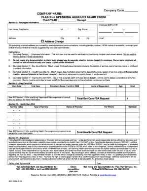 Flexible Spending Account Claim Form