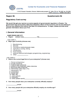 Regulatory Cost Survey