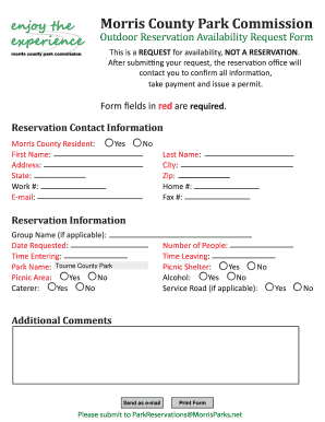 Morris County Park Reservation Request
