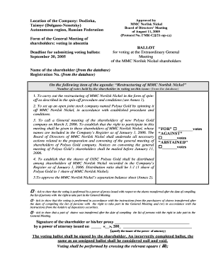 MMC Norilsk Nickel Shareholder Voting Ballot