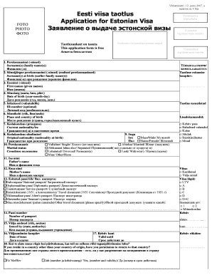 Estonian Visa Application Form