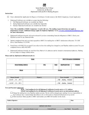 Diploma/Certificate Mailing Request Form - Santa Barbara City ... - sbcc