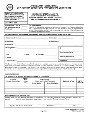 Florida Educator's Professional Certificate Renewal Application