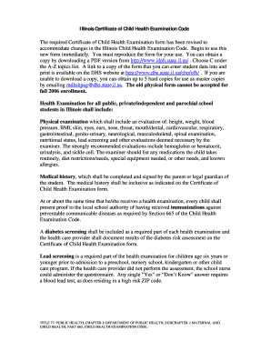 Illinois Certificate of Child Health Examination