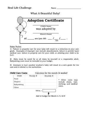 Fillable Online Adoption Certificate The Science Spot Fax Email