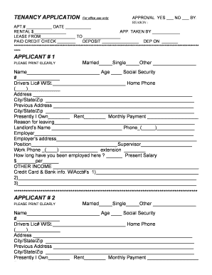 Electronic rental application landmark fillable form