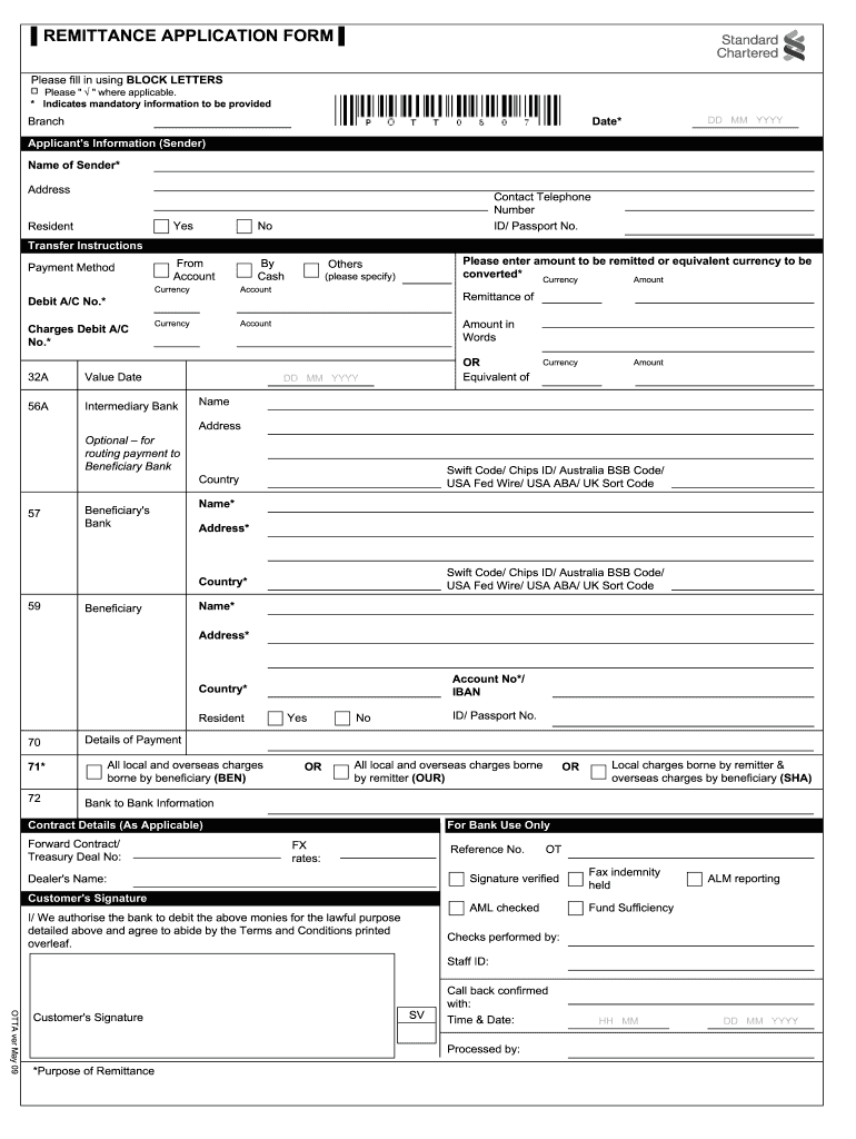 standard bank rtgs form Preview on Page 1