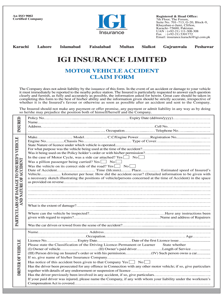 Igi Insurance Claim Form Fill Online Printable Fillable Blank Igi Insurance Claim Form Fill Online Printable Fillable Blank