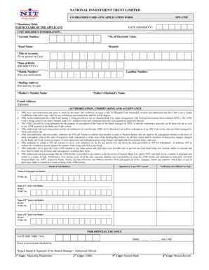 National Investment Trust ATM Application Form