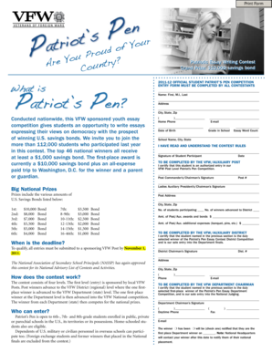 Patriot’s Pen Essay Contest Entry Form