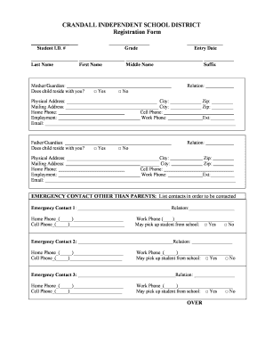 CRANDALL INDEPENDENT SCHOOL DISTRICT Registration Form