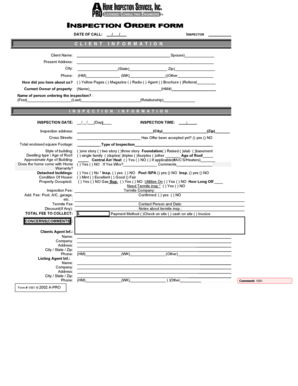 A-PRO Inspection Order form - A-Pro Home Inspection Service