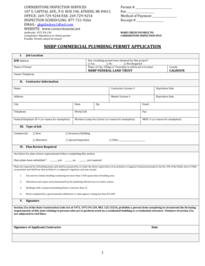 Commercial Plumbing Permit Application
