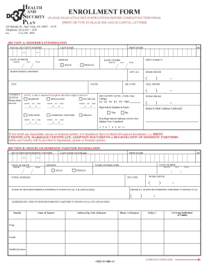 DC37 Health and Security Plan Enrollment Form