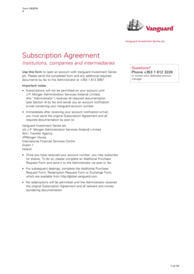 Vanguard Investment Series Subscription Agreement