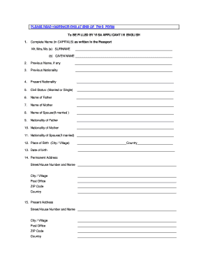 India Visa Application Form