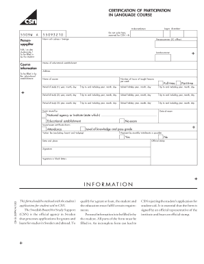 Certification of Participation in Language Course