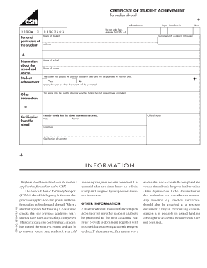 Certificate of Student Achievement for Studies Abroad