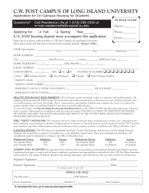 C.W. Post Campus Housing Application