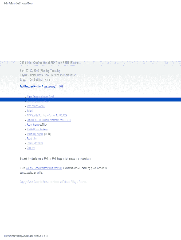 Society for Research on Nicotine and Tobacco-Europe - LIF Preview on Page 1