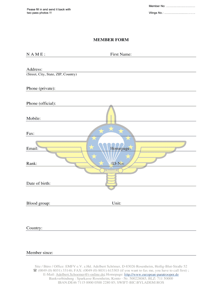 MEMBER FORM - European Paratrooper Preview on Page 1