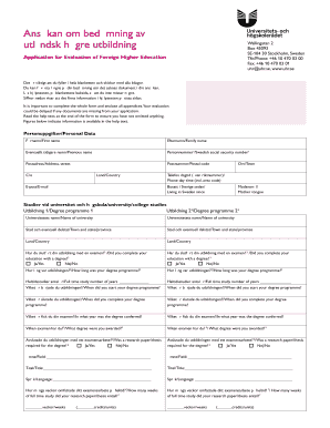 Application for Evaluation of Foreign Higher Education