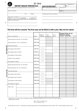 Swedish Import Mailed Periodicals Invoice Form