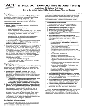 ACT Extended Time National Testing Application