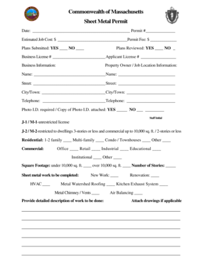 Massachusetts Sheet Metal Permit