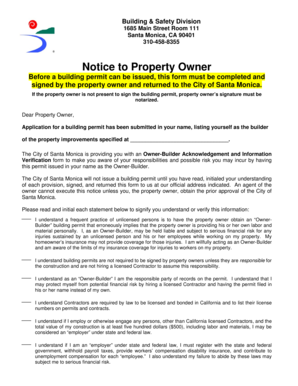 Santa Monica Owner-Builder Acknowledgement Form