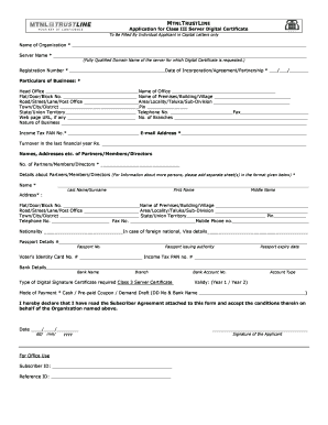 MTNLTRUSTLINE Class III Server Digital Certificate Application