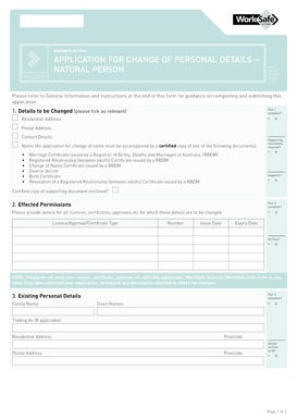 Application for Change of Personal Details