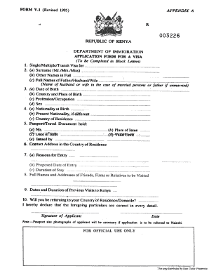 Kenya Visa Application Form