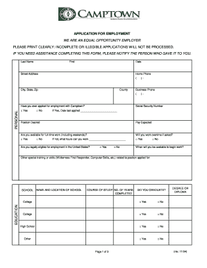 Application for Employment