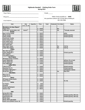 Fillable Online highlanderbaseballnet form Fax Email Print - pdfFiller