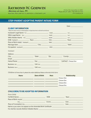 attorney intake sheet step parent adoption form