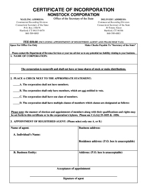 non stock corporation connecticut form