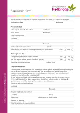 UK Employment Application Form