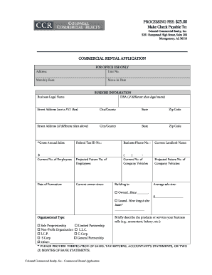 Commercial Rental Application