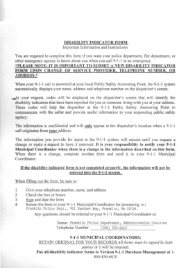 Disability Indicator Form