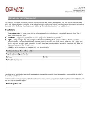 Garage Sale Permit Application
