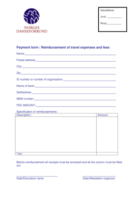 Payment Form for Travel Expenses and Fees