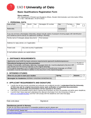 Fillable Online uio Skjema for studiekompetanse - uio Fax Email Print