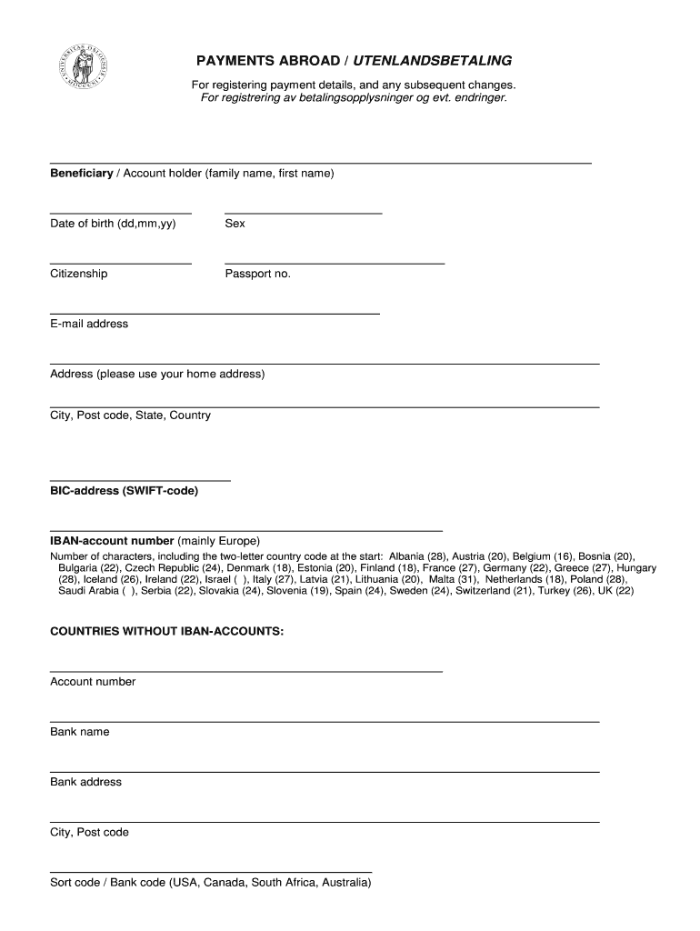 Male Female ACCOUNT INFORMATION - PAYMENTS ABROAD Preview on Page 1