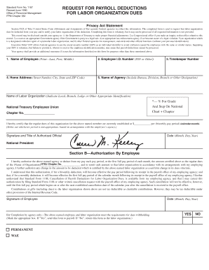 Standard Form 1187 Request for Payroll Deductions