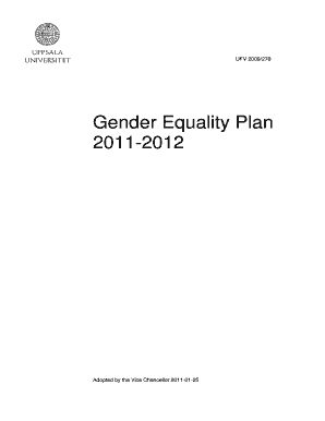 Fillable Online Gender Equality Plan 2011 2012 Uppsala Universitet Fillable Online Gender Equality Plan 2011 2012 Uppsala Universitet