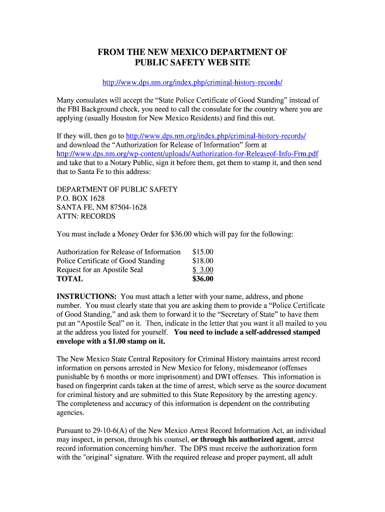 FROM THE NEW MEXICO DEPARTMENT OF PUBLIC SAFETY WEB SITE - unm abroadoffice Preview on Page 1