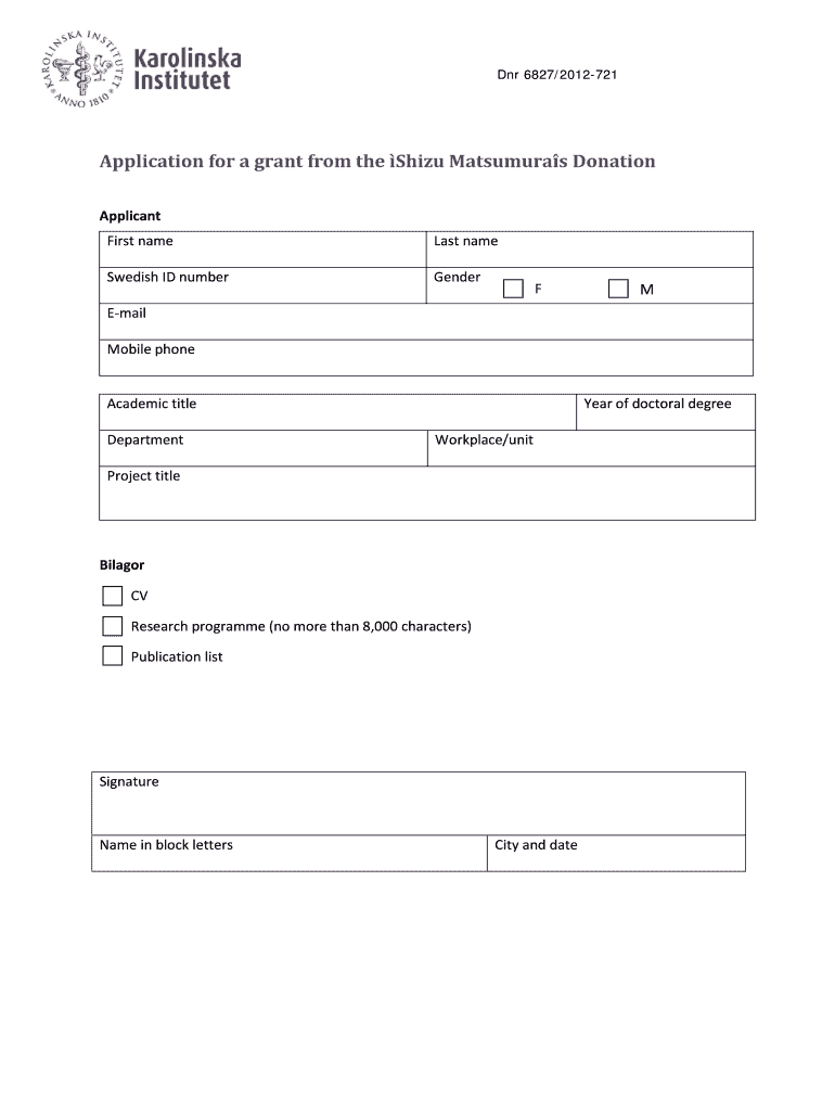 Application for a grant from the Shizu Matsumura s Donation Preview on Page 1