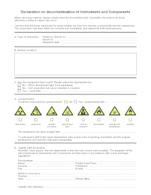 Health & Safety Decontamination Form